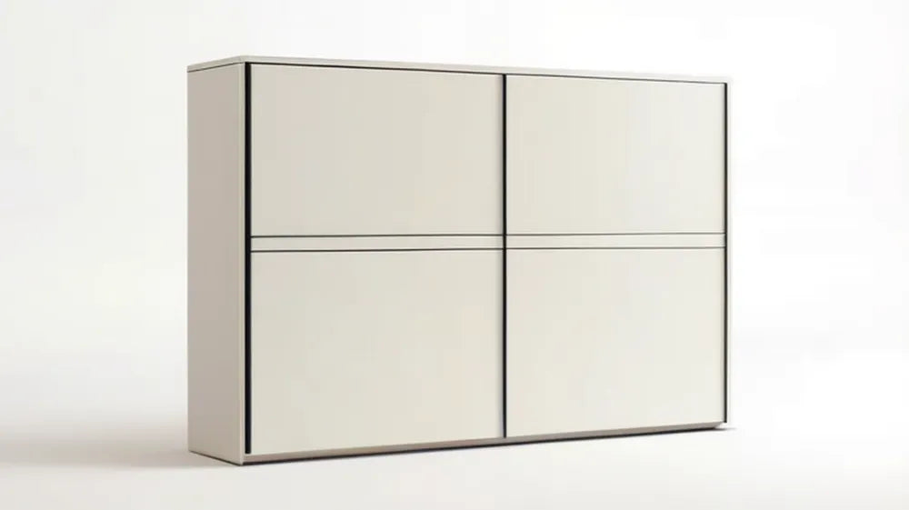 Kremowa szafa przesuwna z płyty laminowanej 200 x 60 x 200 cm