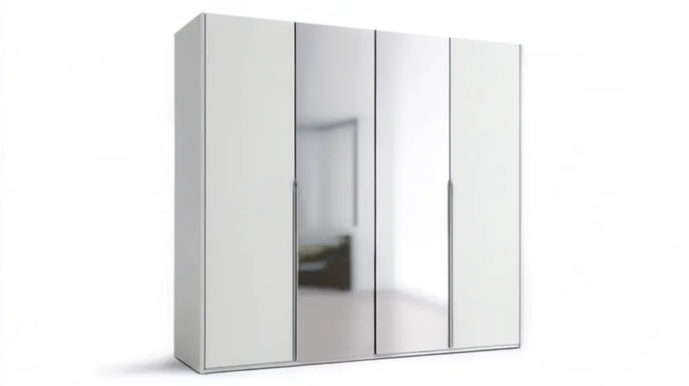 Biała szafa czterodrzwiowa z lustrami 200 x 60 x 215 cm