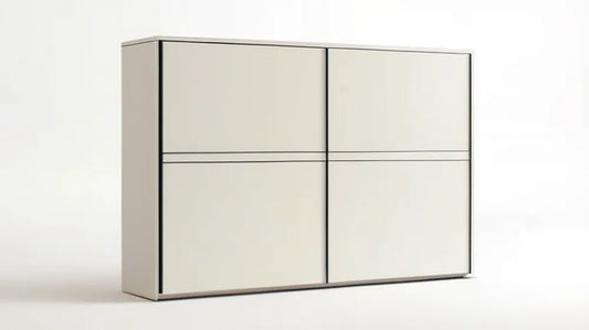 Kremowa szafa przesuwna z płyty laminowanej 200 x 60 x 200 cm