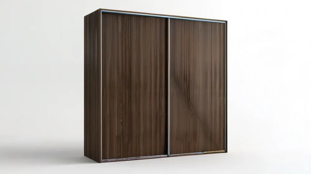 Szafa przesuwna z płyty laminowanej, ciemny orzech/srebrny, 180 x 60 x 220 cm