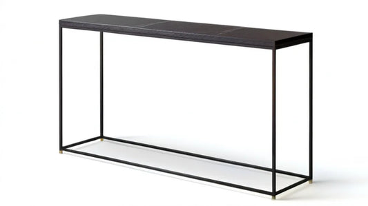 Konsola z blatem MDF w dekorze czarnego marmuru i stalowym stelażem, 120 x 30 x 80 cm
