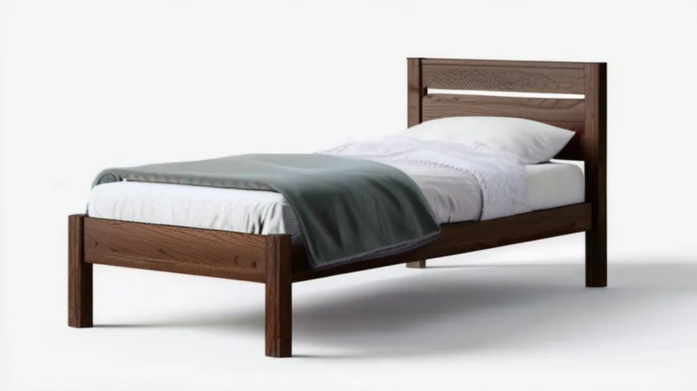 Łóżko pojedyncze z litego drewna sosnowego Ciemny Orzech 90 x 200 cm