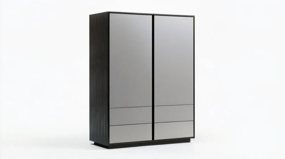 Dwudrzwiowa szafa przesuwna z płyty laminowanej czarno-szara 120 × 60 × 200 cm