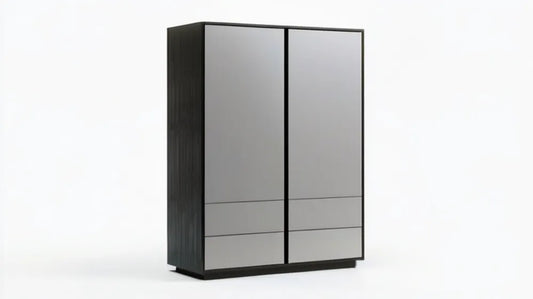 Dwudrzwiowa szafa przesuwna z płyty laminowanej czarno-szara 120 × 60 × 200 cm