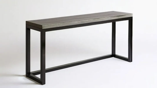 Konsola industrialna z blatem MDF i stalową ramą, szaro-czarna, 120 x 30 x 75 cm