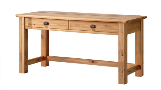 Konsola z litego drewna sosnowego, naturalna, 120 x 40 x 78 cm, 2 szuflady