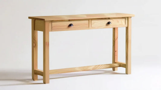Drewniany stół konsolowy z litej sosny naturalny/czarny 120 x 40 x 78 cm, 2 szuflady