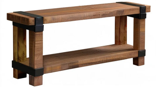 Konsola z litego drewna mango brązowo-czarna 120 × 35 × 75 cm